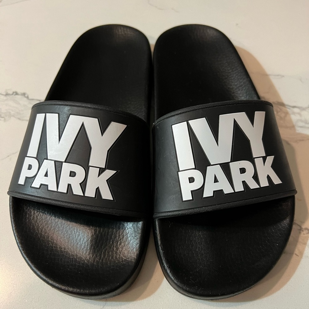 Ivy Park Logo Slider Sandals In Black